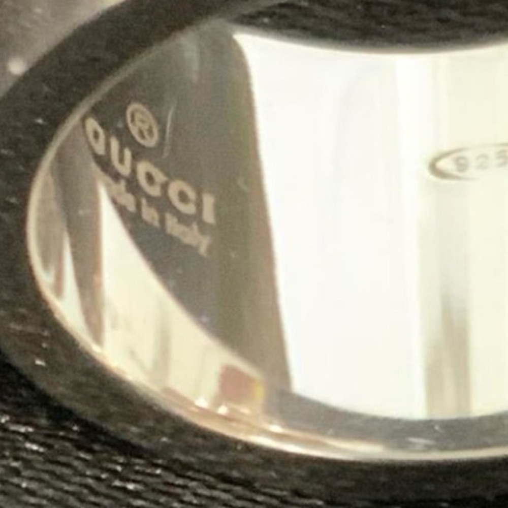 🌺🌺New GUCCI Silver 925 Cut Out Logo Ring US Sz 6.5/Sz 13 - Picture 3 of 8